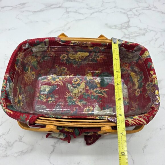 Longaberger 2000 Red Woven Memories Basket Protector Liner Country Chickens NEW - Picture 8 of 10